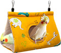 Winter Warm Bird Nest House - Hanging Hammock Velvet Shed Hut Cage Plush Fluffy Birds Hideaway Sleeping Bed Fuzzy for Parrot Parakeet Cockatiels Budgies Lovebird Medium（Yellow）